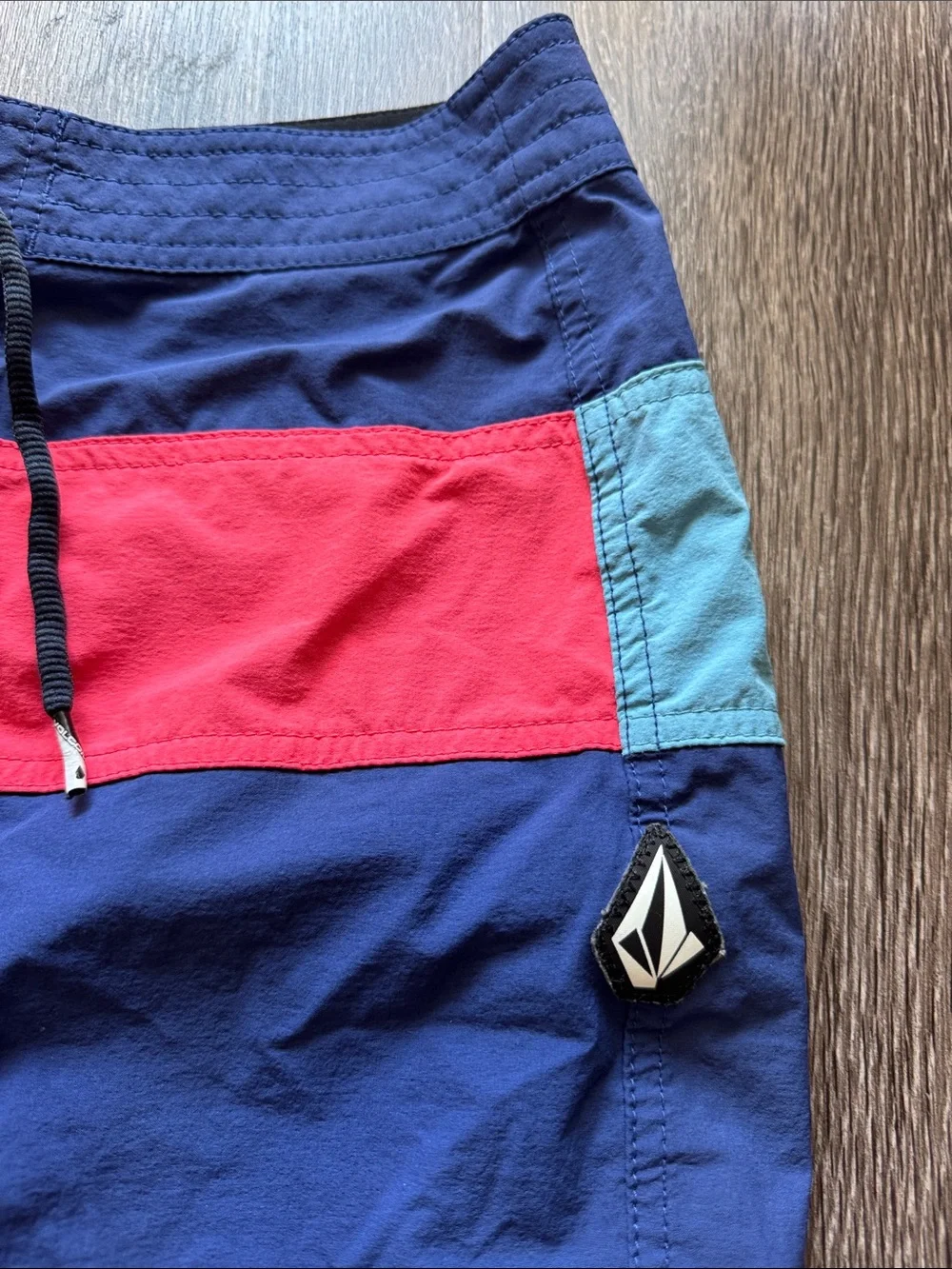 Volcom Boys Blue Swim Hybrids with Red and Light Blue Panels